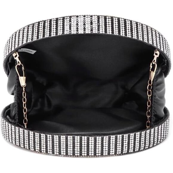 Quarter Coin Purse Handbag Rhinestone Evening Clutch Bag Money Shoulder Strap - Picture 6 of 7
